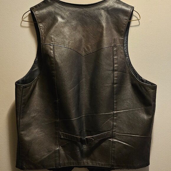 Men’s Mario Delfino Black Leather Vest Size 40 - GUC - Picture 3 of 7